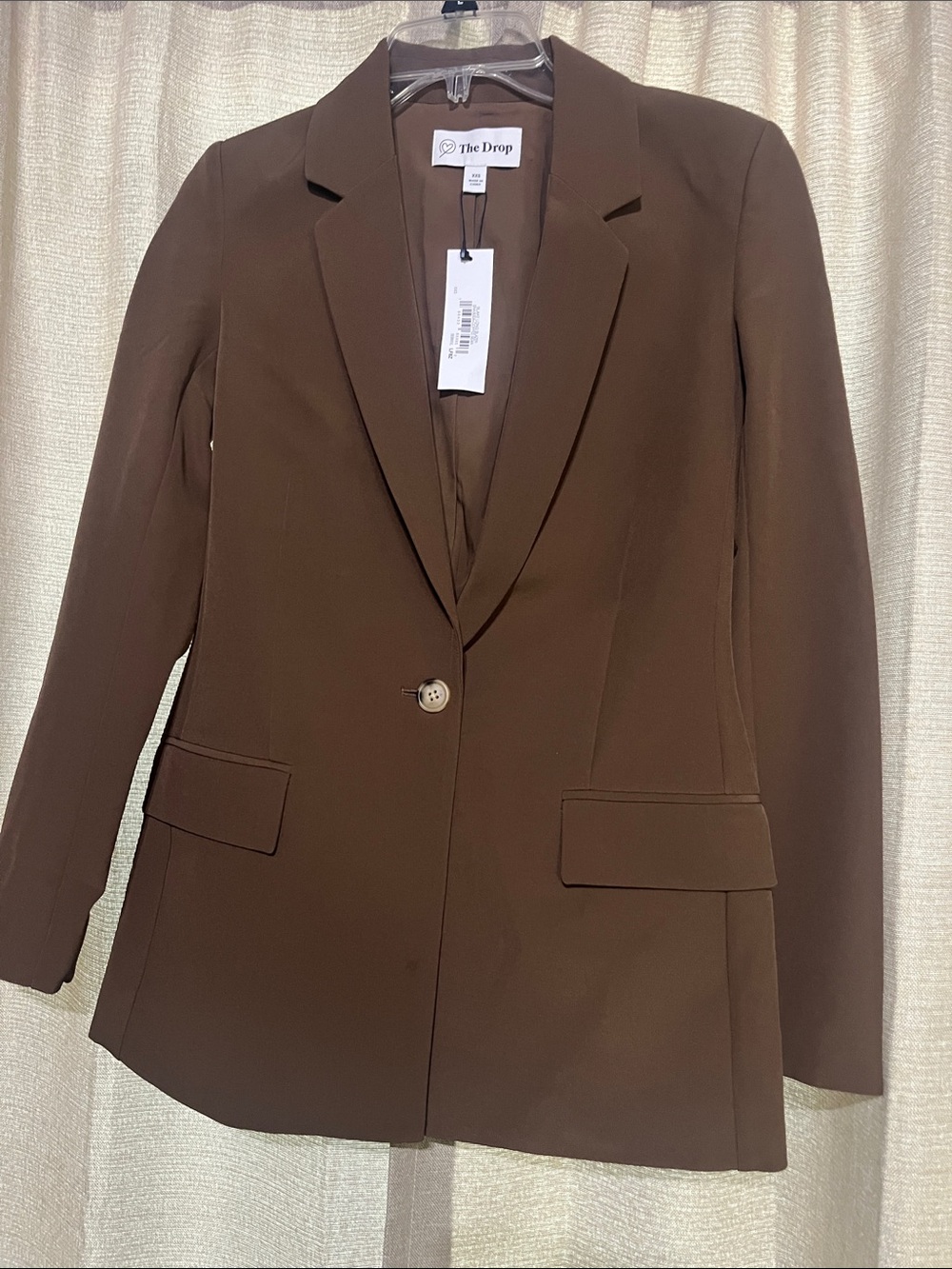 The Drop Women's Chocolate Brown Single-Button Blazer